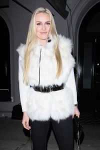 Lindsey Vonn in a White Fur Vest