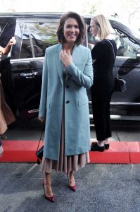 Mandy Moore in a Blue Coat