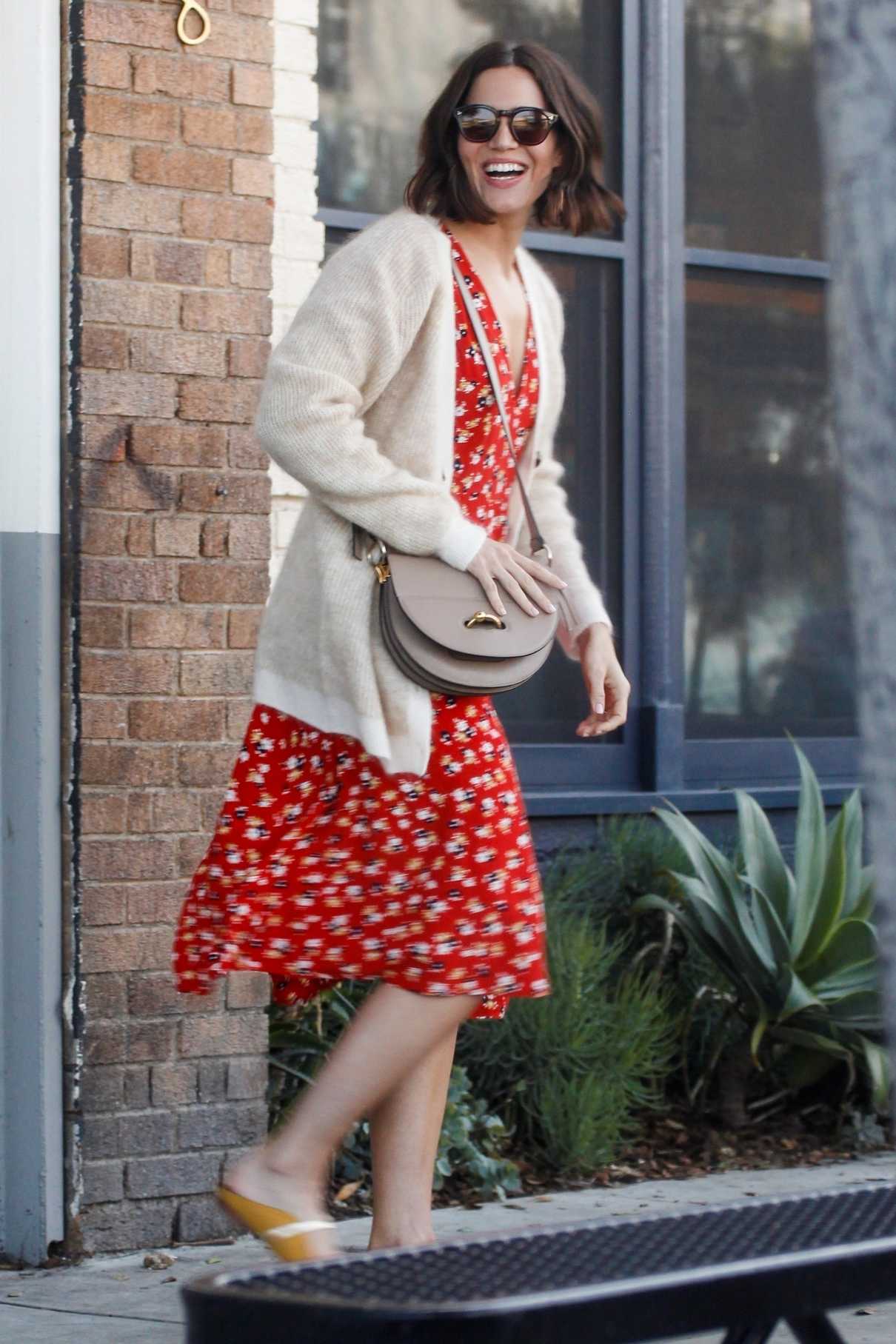 Mandy Moore in a Red Floral Dress