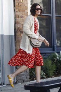 Mandy Moore in a Red Floral Dress