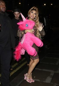 Nicki Minaj in a Brown Fendi Dress