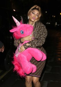 Nicki Minaj in a Brown Fendi Dress