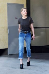 Amber Heard in a Black T-Shirt