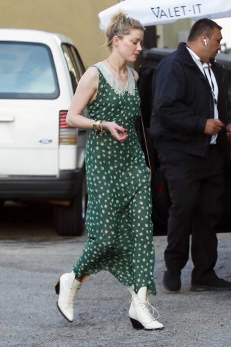 Amber Heard in a Long Green Dress Out with a Mystery Man Leaves Mantee