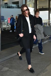 Anne Hathaway in a Black Coat