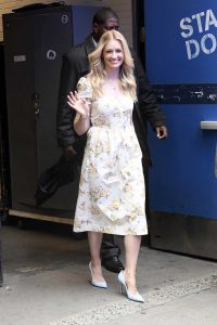 Beth Behrs in a White Floral Dress
