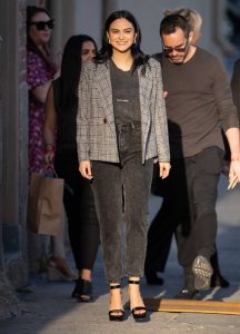 Camila Mendes in a Gray Checked Blazer