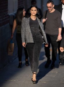 Camila Mendes in a Gray Checked Blazer
