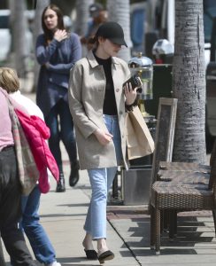 Emma Stone in a Gray Coat