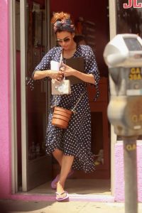 Eva Mendes in a Blue Polka Dot Dress