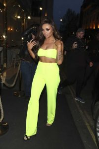 Jesy Nelson in a Neon Green Pants