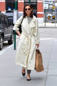 Katie Holmes in a White Trench Coat