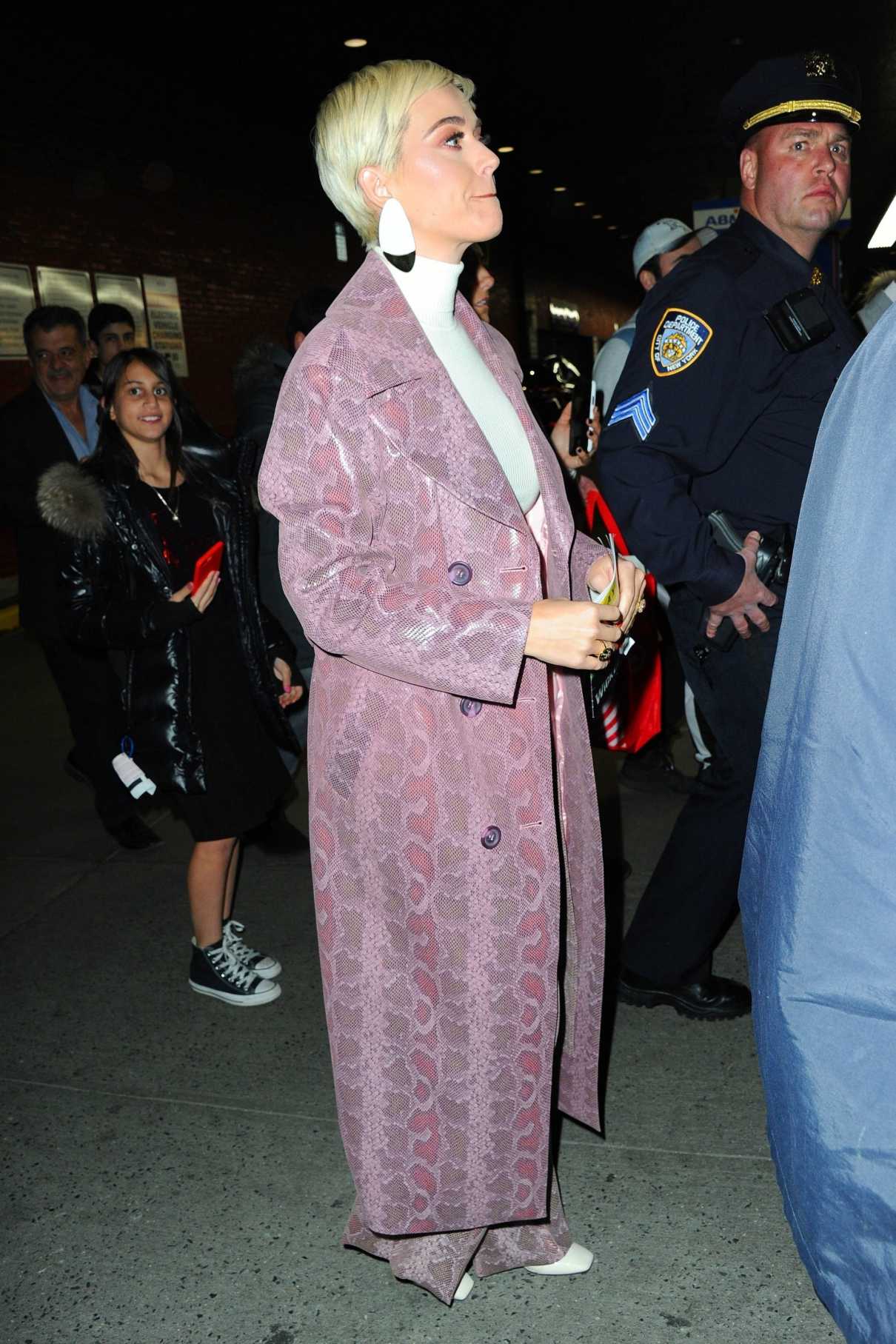 Katy Perry in a Pink Snakeskin Trench Coat Was Seen Out in New York ...
