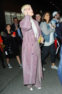 Katy Perry in a Pink Snakeskin Trench Coat