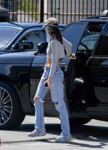 Kendall Jenner in a Blue Ripped Jeans