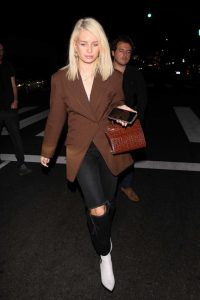 Lottie Moss in a Brown Blazer