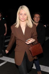 Lottie Moss in a Brown Blazer