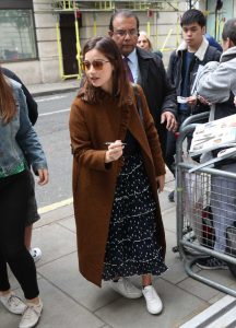 Jenna Coleman in a Brown Coat