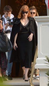 Jessica Chastain in a Black Coat