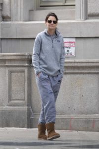 Katie Holmes in a Gray Sweatpants