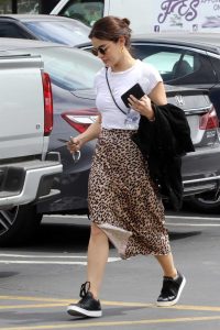 Lucy Hale in a Leopard Print Skirt