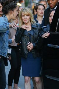 Melissa Rauch in a Black Leather Jacket