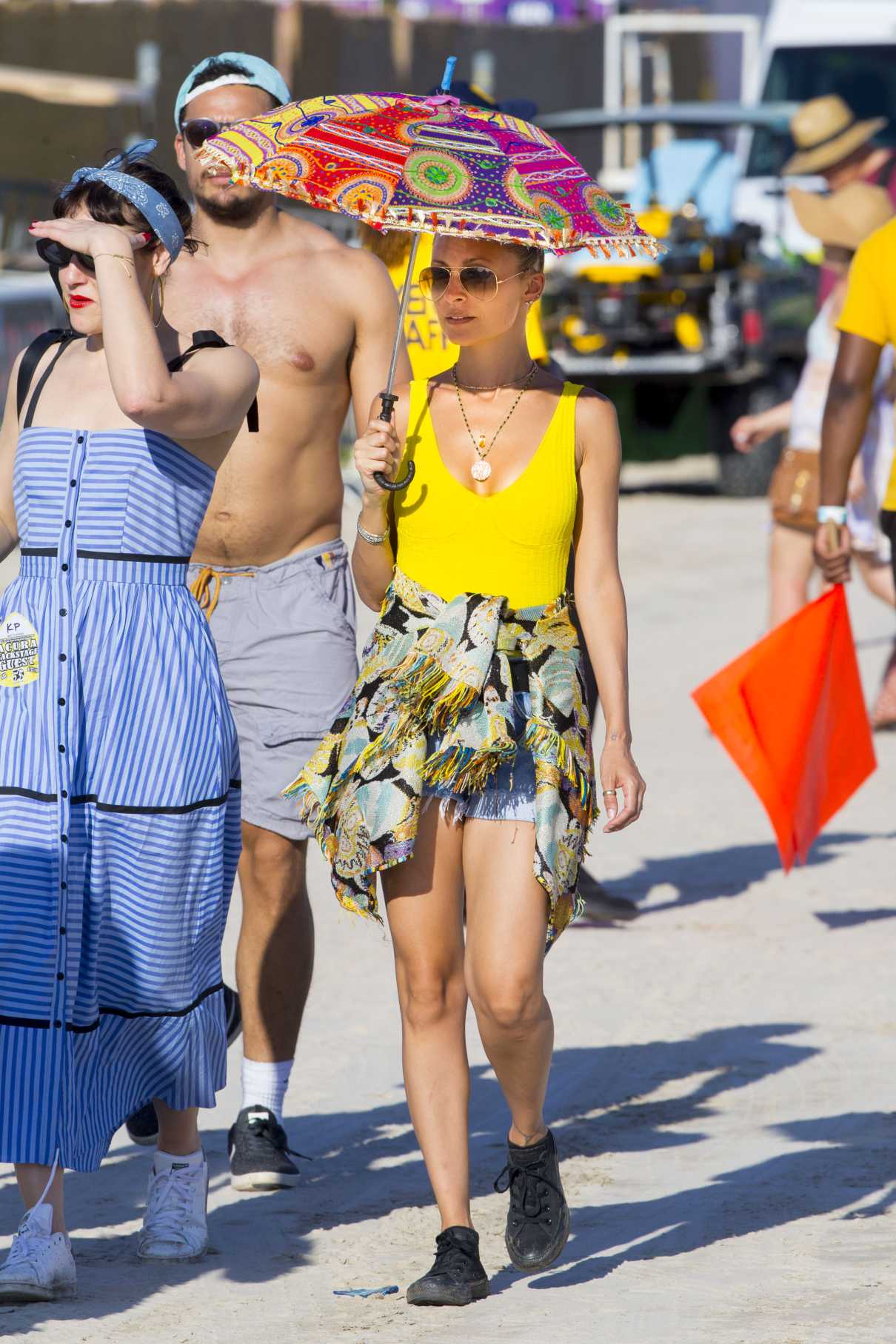Nicole Richie in a Yellow Swimsuit