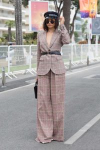 Shanina Shaik in a Plaid Suit