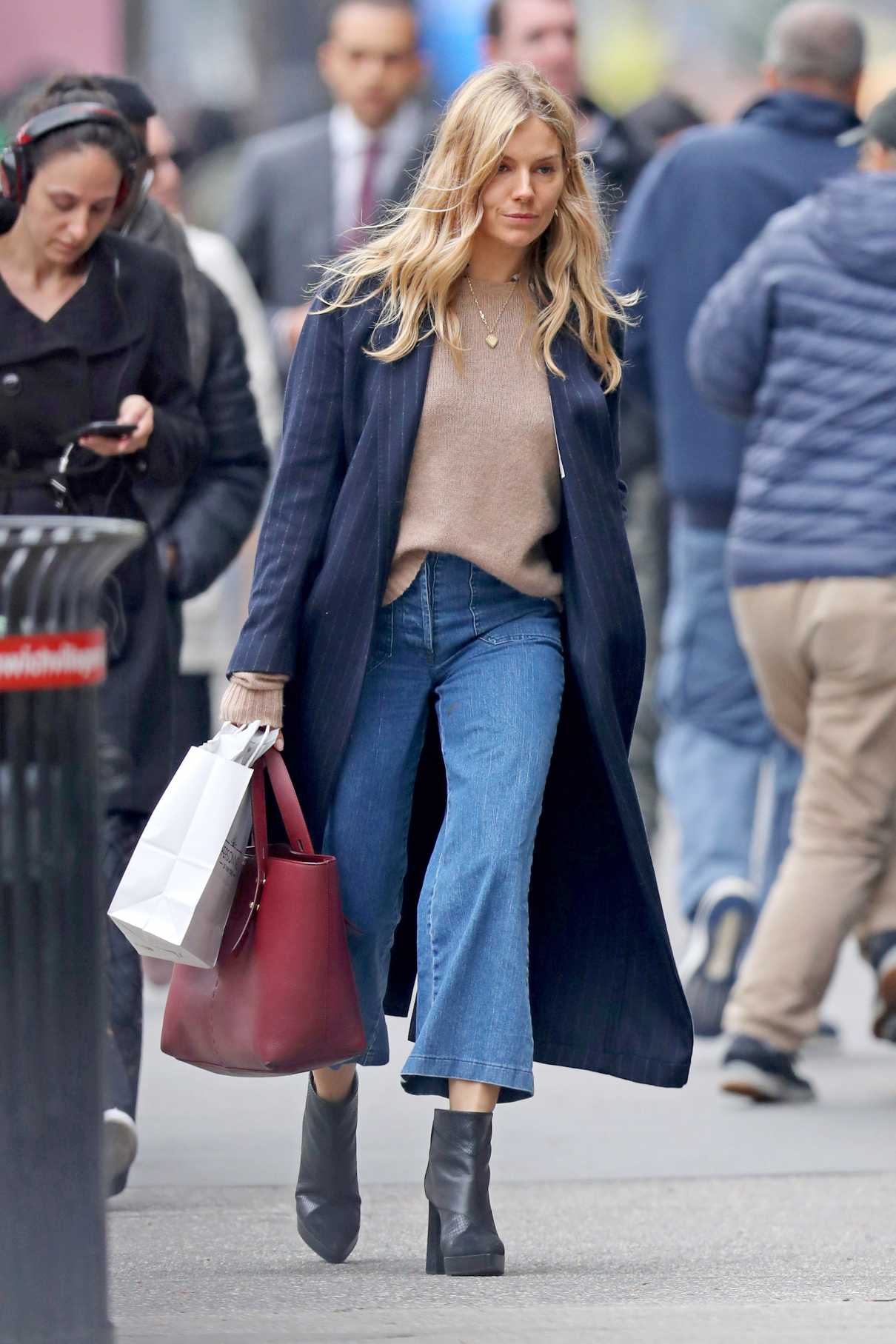 Sienna Miller in a Blue Coat Was Seen Out in New York 05/03/2019 ...