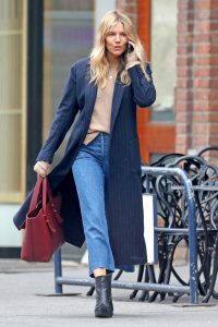 Sienna Miller in a Blue Coat