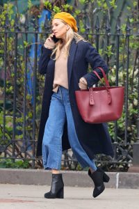 Sienna Miller in a Blue Coat