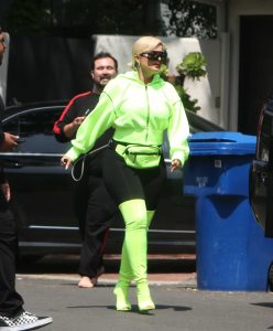 Bebe Rexha in a Neon Green Tracksuit