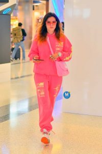 Bella Thorne in a Pink Tracksuit