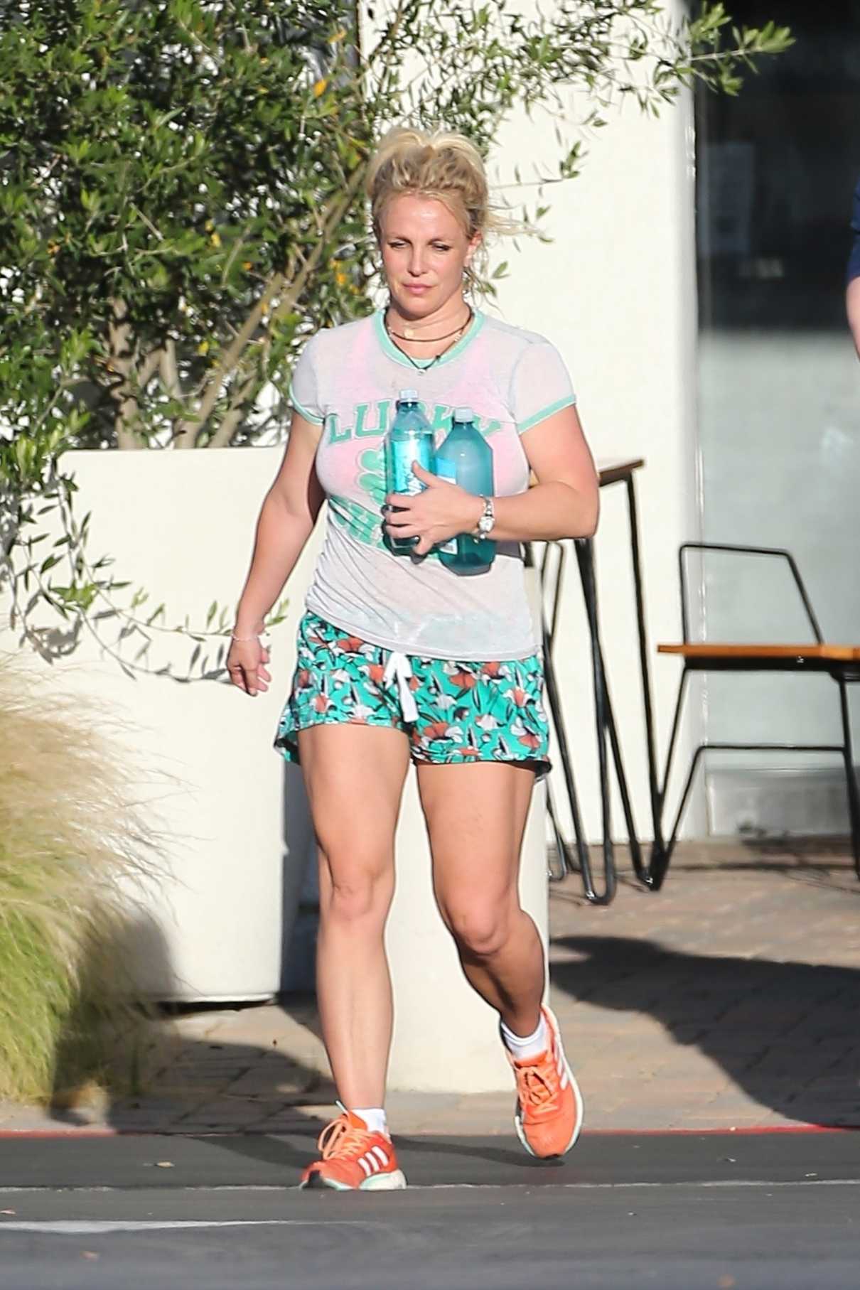 Britney Spears in a Red Adidas Sneakers
