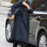 Emily Atack in a Blue Trench Coat Leaves ITV Studios in London 06/26/2019