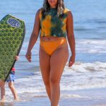 Gina Rodriguez in an Orange Bikini on the Beach in Maui 06/17/2019