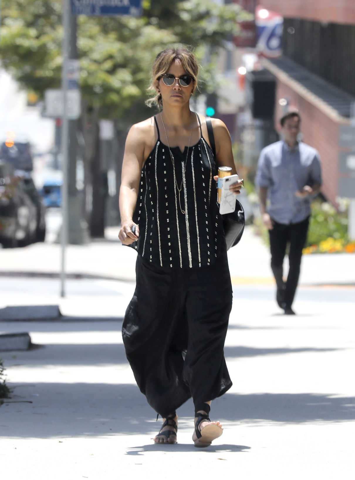 Halle Berry in a Black Blouse Heads to a Business Meeting in Los ...