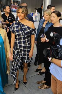 Halle Berry in a Plaid Dress