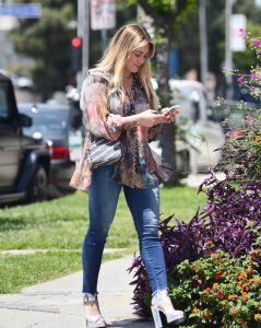 Hilary Duff in a Blue Ripped Jeans