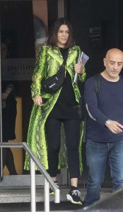 Jessie J in a Green Snakeskin Jacket