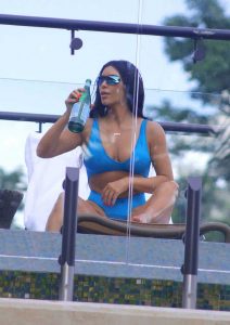 Kardashian in a Blue Bikini
