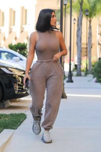 Kim Kardashian in a Purple Sweatpants