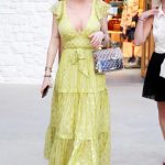 Lindsay Lohan in a Yellow Dress Goes Shopping in Mykonos 06/20/2019