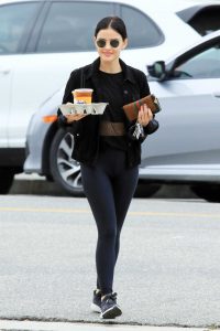 Lucy Hale in a Black Leggings