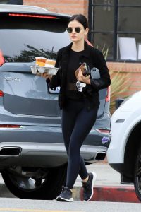 Lucy Hale in a Black Leggings