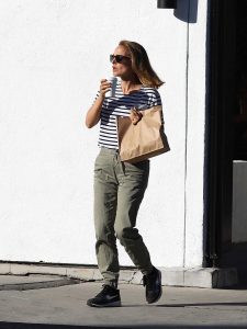 Natalie Portman in a Striped Tee