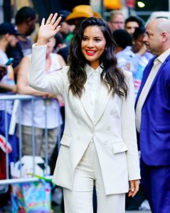 Olivia Munn in a White Suit