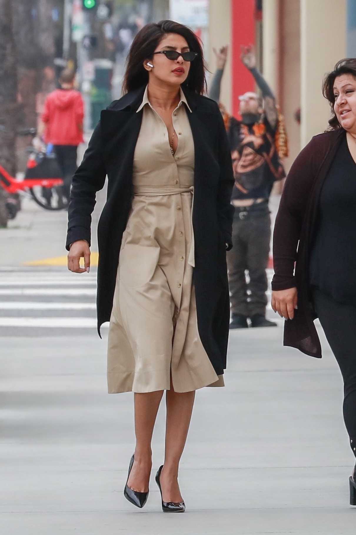 Priyanka Chopra in a Beige Dress