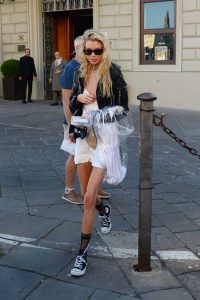 Stella Maxwell in a Short White Dress