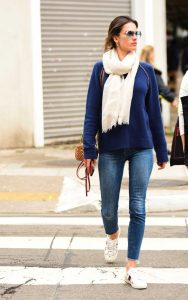 Alessandra Ambrosio in a Blue Sweater